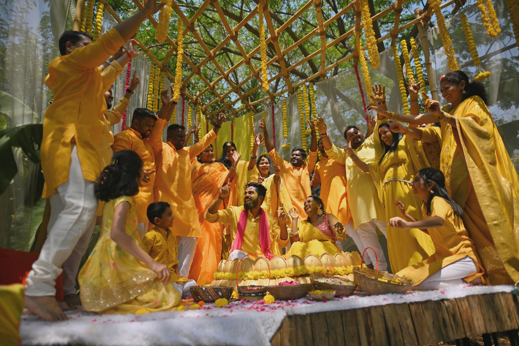 Group celebrating a traditional spiritual ceremony